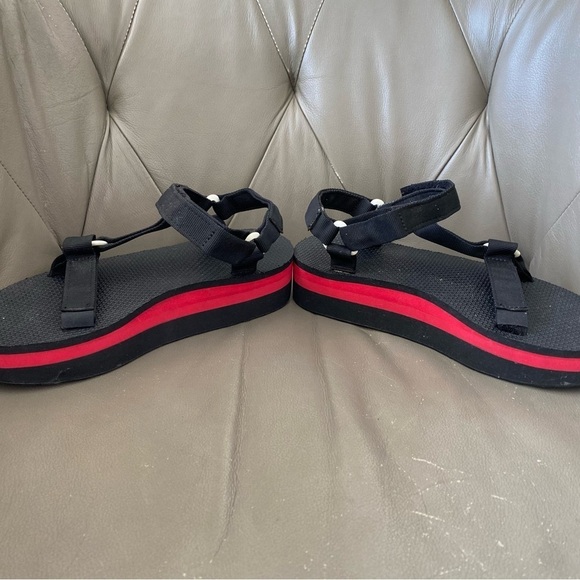 Teva Platform Sandals Black Flatform Universal Chunky Hook & Loop Vegan Size 9 - Picture 3 of 9